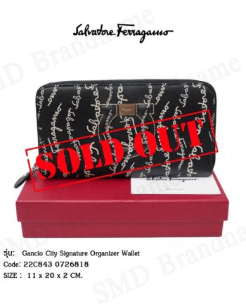 Salvatore Feragamo กระเป๋าสตางค์ผู้หญิงใบยาว  รุ่น Gancio City Signature Organizer Wallet Code: 22C843 0726818