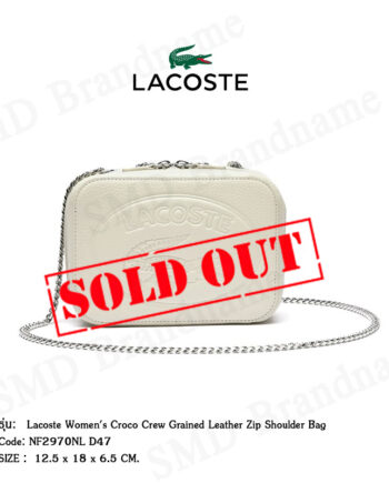 Lacoste กระเป๋าสะพายข้างผู้หญิง รุ่น Lacoste Women's Croco Crew Grained Leather Zip Shoulder Bag Code: NF2970NL D47