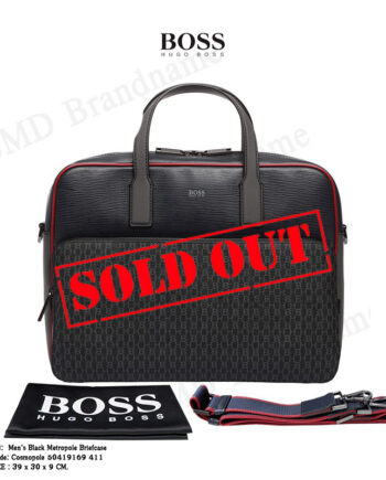 HUGO BOSS กระเป๋าถือนักธุรกิจมีสายสะพาย รุ่น Men's Black Metropole Briefcase Code: Cosmopole 50419169 411