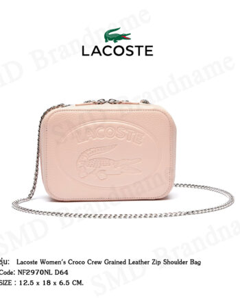 Lacoste กระเป๋าสะพายข้างผู้หญิง รุ่น Lacoste Women's Croco Crew Grained Leather Zip Shoulder Bag Code: NF2970NL D64