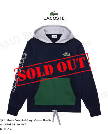 Lacoste เสื้อแขนยาวมีฮู้ด รุ่น  Men's Colorblock Logo Cotton Hoodie  Code: SH6787 10 GY3