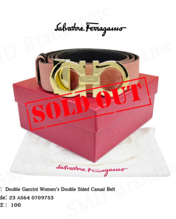Salvatore Ferragamo เข็มขัดผู้หญิง รุ่น Double Gancini Women's Double Sided Casual Belt  Code: 23 A564 0709753
