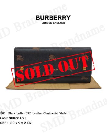 BURBERRY กระเป๋าสตางค์ใบยาวหญิง รุ่น Black Ladies EKD Leather Continental Wallet Code: 8005818 1