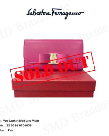 Salvatore Ferragamo กระเป๋าสตางค์ใบยาว 2 สเต็ป รุ่น Vara Leather Bifold Long Wallet Code: 22 D324 0704038