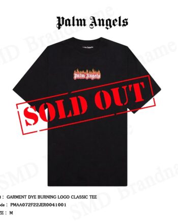 Palm Angels เสื้อยืดคอกลม รุ่น Garment Dye Burning Logo Classic Tee Code: PMAA072F22JER0041001