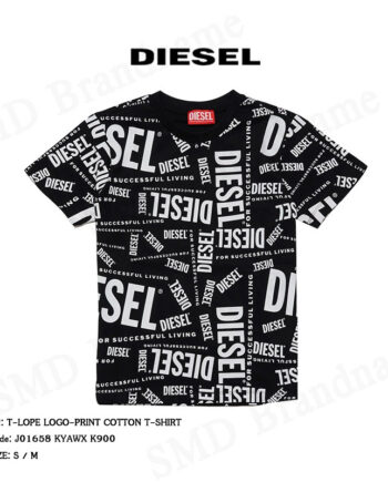 Diesel เสื้อยืดคอกลมผู้หญิง รุ่น T-LOPE Logo-print Cotton T-Shirt Code: J01658 KYAWX K900
