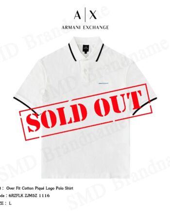 Armani Exchange เสื้อโปโล รุ่น Over Fit Cotton Piqué Logo Polo Shirt Code: 6RZFLK ZJM5Z 1116