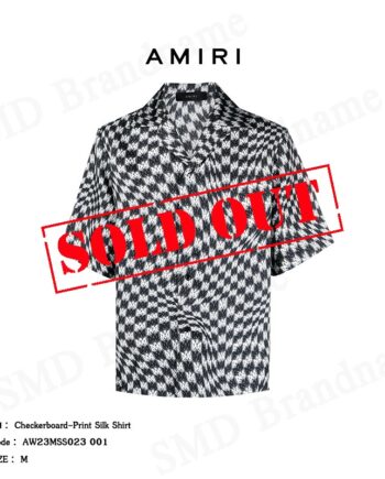 Amiri เสื้อเชิ้ตแขนสั้น รุ่น Checkerboard-print silk shirt Code: AW23MSS023 001