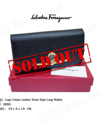 Salvatore Ferragamo กระเป๋าตังค์ใบยาวหนังลาย รุ่น Logo Unisex Leather Street Style Long Wallets Code: 22 D565 0706809