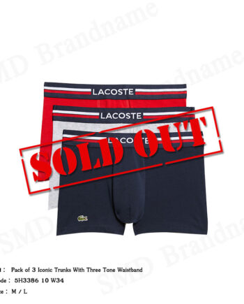 Lacoste กางเกงชั้นในผู้ชาย รุ่น Pack of 3 Iconic Trunks With Three Tone Waistband Code: 5H3386 10 W34
