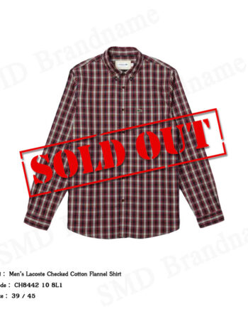Lacoste เสื้อเชิ้ตแขนยาว รุ่น Men’s Lacoste Checked Cotton Flannel Shirt Code: CH8442 10 8L1