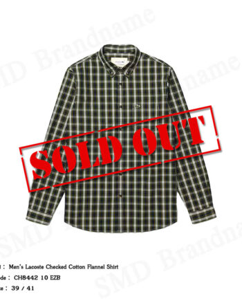 Lacoste เสื้อเชิ้ตแขนยาว รุ่น Men’s Lacoste Checked Cotton Flannel Shirt Code: CH8442 10 EZB