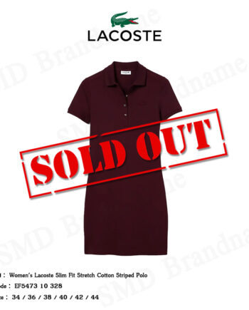 Lacoste เดรสโปโลหญิง รุ่น Women's Lacoste Slim Fit Stretch Cotton Striped Polo Code: EF5473 10 328
