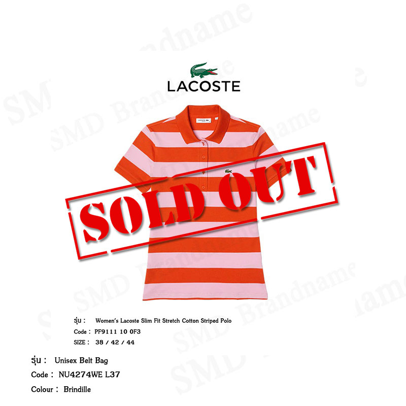 Lacoste เสื้อโปโลหญิง รุ่น Women's Lacoste Slim Fit Stretch Cotton Striped Polo Code: PF9111 10 0F3