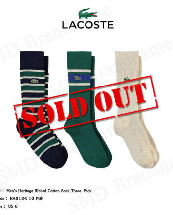 Lacoste ถุงเท้าข้อยาว รุ่น Men’s Heritage Ribbed Cotton Sock Three-Pack Code: RA8124 10 P8P