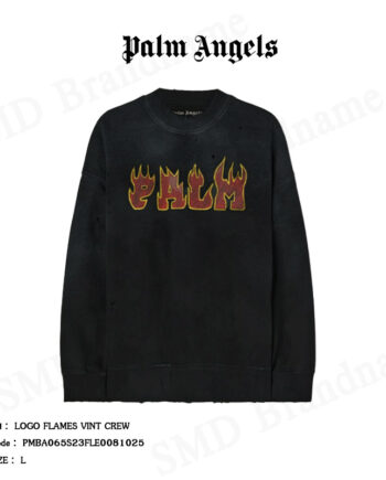 PALM ANGELS เสื้อสเวตเตอร์ รุ่น LOGO FLAMES VINT CREW Code: PMBA065S23FLE0081025