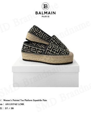 Balmain รองเท้าสลิปออน รุ่น Women's Pointed Toe Platform Espadrille Flats Code: AN1UH742 LCMK