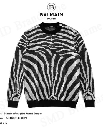Balmain เสื้อแขนยาว รุ่น Balmain Zebra-Print Knitted Jumper Code: AH1KD010 KE09
