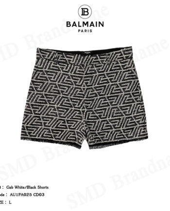 Balmain กางเกงขาสั้น รุ่น Gab White/Black Shorts Code: AU1PA025 CD03