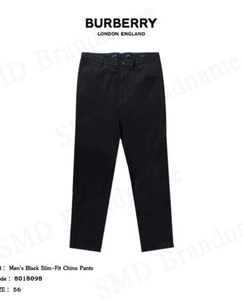 Burberry กางเกงขายาว รุ่น Men's Black Slim-Fit Chino Pants Code: 8018098
