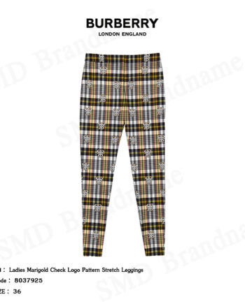 Burberry กางเกงขายาว รุ่น Ladies Marigold Check Logo Pattern Stretch Leggings Code: 8037925