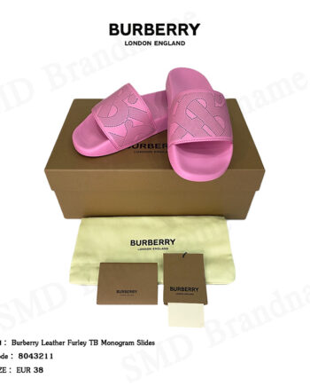 Burberry รองเท้าแตะ รุ่น Burberry Leather Furley TB Monogram Slides Code: 8043211