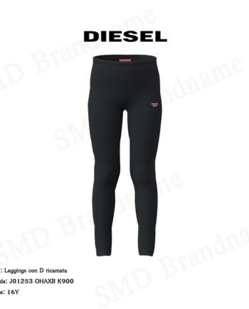 Diesel กางเกงออกกำลังกาย รุ่น Leggings con D ricamata Code: J01253 OHAXB K900