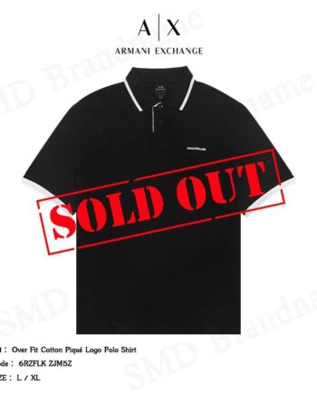 Armani Exchange เสื้อโปโล รุ่น Over Fit Cotton Piqué Logo Polo Shirt Code: 6RZFLK ZJM5Z 1200