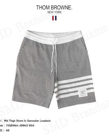 Thom Browne กางเกงขาสั้น รุ่น Mid Thigh Shorts In Seersucker Loopback Code: FJQ096A-J0063 055