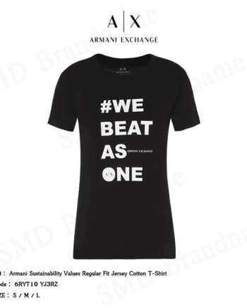 Armani Exchange เสื้อยืดคอกลม รุ่น Armani Sustainability Values Regular Fit Jersey Cotton T-Shirt Code: 6RYT10 YJ3RZ