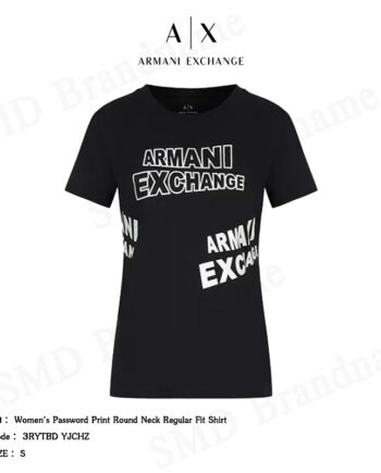 Armani Exchange เสื้อยืดคอกลม รุ่น Women's Password Print Round Neck Regular Fit Shirt Code: 3RYTBD YJCHZ