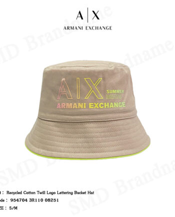 Armani Exchange หมวกบัคเก็ต รุ่น Recycled Cotton Twill Logo Lettering Bucket Hat Code: 954704 3R110 08251