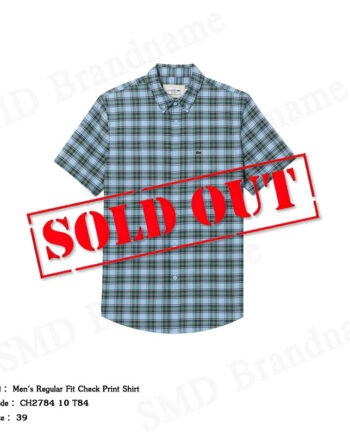 Lacoste เสื้อเชิ้ตแขนสั้น รุ่น Men's Regular Fit Check Print Shirt Code: CH2784 10 T84