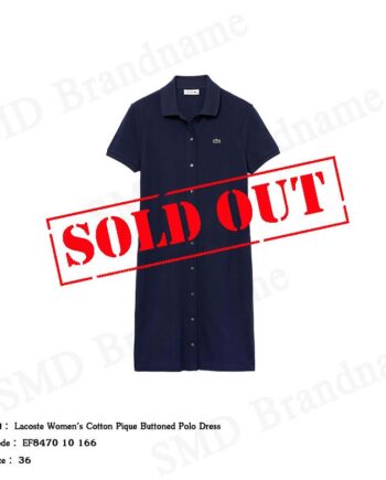 Lacoste เดรสโปโลหญิง รุ่น Lacoste Women's Cotton Pique Buttoned Polo Dress Code: EF5468 10 166