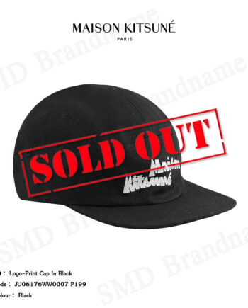 Maison Kitsune หมวกแก็ป รุ่น Logo-Print Cap In Black Code: JU06176WW0007 P199