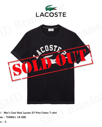 Lacoste เสื้อยืดคอกลม รุ่น Men’s Crew Neck Lacoste 27 Print Cotton T-shirt Code: TH0061 10 HDE