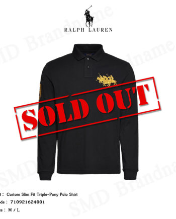 Polo Ralph Lauren เสื้อโปโลแขนยาว รุ่น Custom Slim Fit Triple-Pony Polo Shirt Code: 710921624001