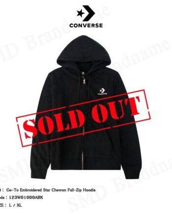 Converse เสื้อสเวตเตอร์ รุ่น Go-To Embroidered Star Chevron Full-Zip Hoodie Code: 123W01000ABK