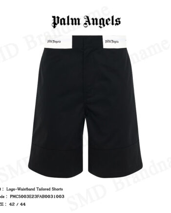 Palm Angels กางเกงขาสั้น รุ่น Logo-waistband tailored shorts Code: PMCS003E23FAB0031003