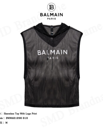 Balmain เสื้อแขนกุด รุ่น Sleeveless Top With Logo Print Code: BWM401090 010