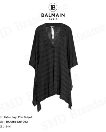Balmain เสื้อคลุมว่ายน้ำ รุ่น Kaftan Logo Print Striped Code : BKA281620 003