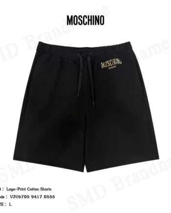 Moschino กางเกงขาสั้น รุ่น logo-print cotton shorts Code : V3V6705 9417 0555