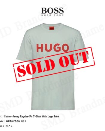 Hugo Boss เสื้อยืดคอกลมชาย รุ่น  Cotton-jersey regular-fit T-shirt with logo print Code: 50467556 331