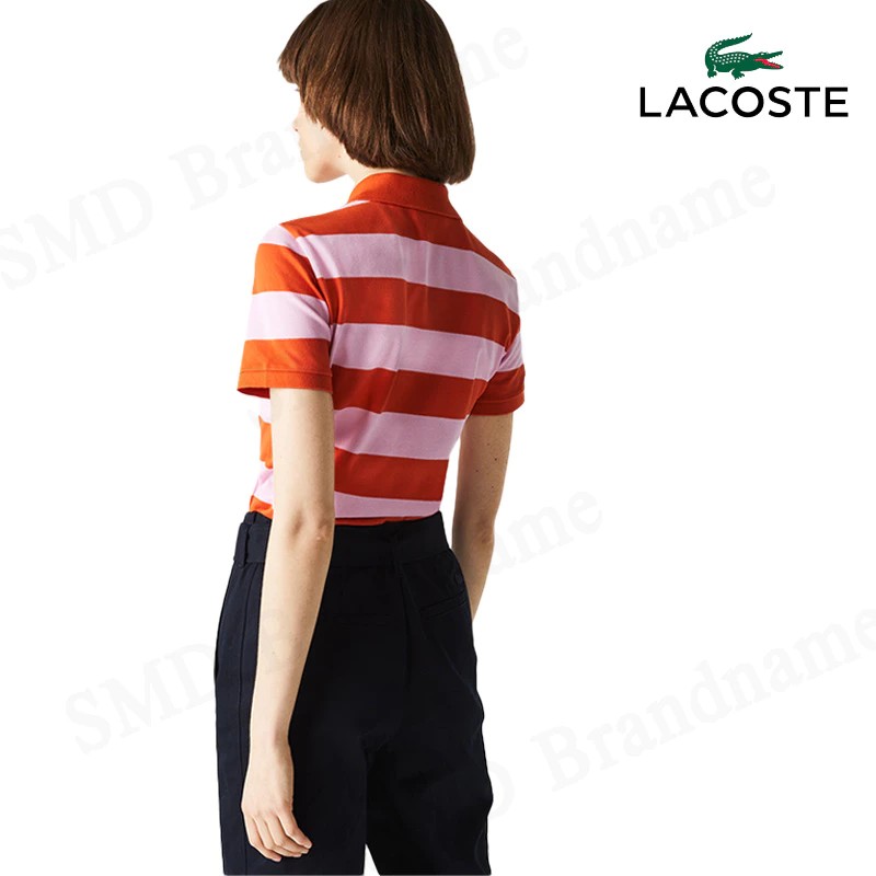 Lacoste เสื้อโปโลหญิง รุ่น Women's Lacoste Slim Fit Stretch Cotton Striped Polo Code: PF9111 10 0F3