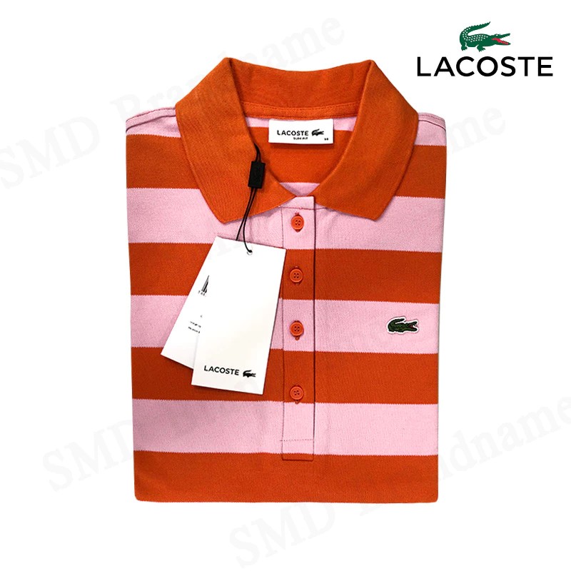 Lacoste เสื้อโปโลหญิง รุ่น Women's Lacoste Slim Fit Stretch Cotton Striped Polo Code: PF9111 10 0F3