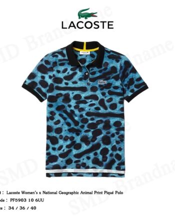 Lacoste เสื้อโปโลหญิง รุ่น Women’s x National Geographic Animal Print Pique Polo Code: PF5903 10 6UU