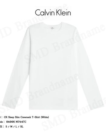 CK Calvin Klein เสื้อยืดคอกลม รุ่น CK Sleep Slim Crewneck T-Shirt (White) Code: 0600K M764TC