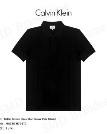 CK Calvin Klein เสื้อโปโล รุ่น Cotton Stretch Pique Short Sleeve Polo (Black) Code: 0578K M703TC