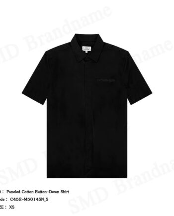 CK Calvin Klein เสื้อเชิ้ตแขนสั้น รุ่น Paneled Cotton Button-Down Shirt (Black) Code: C452 M5014SN S