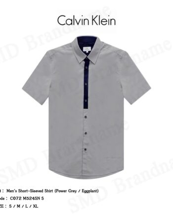 CK Calvin Klein เสื้อเชิ้ต รุ่น Men's Short-Sleeved Shirt (Power Grey/Eggplant) Code: C072 M524SN S